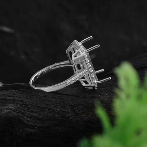 925 Sterling Silver Octagon Shape Semi Mount Ring