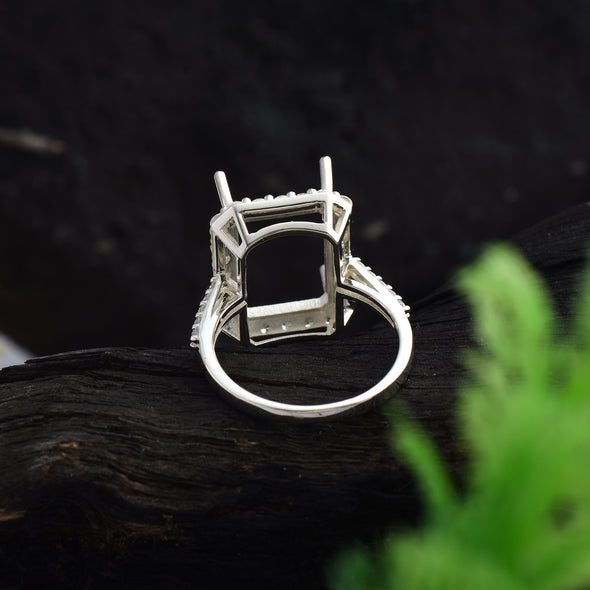 925 Sterling Silver Octagon Shape Semi Mount Ring