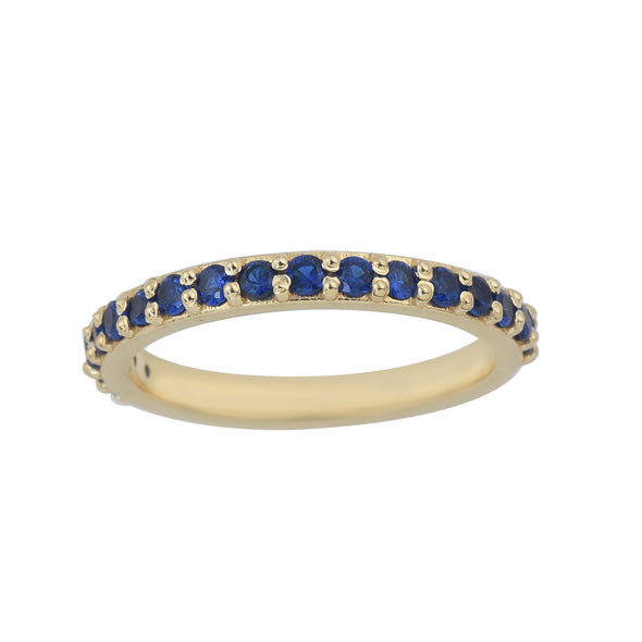 0.50 Ct Round Half Eternity Blue Sapphire Ring 925 Sterling Silver Gold Plated