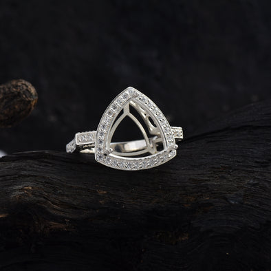 925 Sterling Silver Trillion Shape Semi Mount Ring