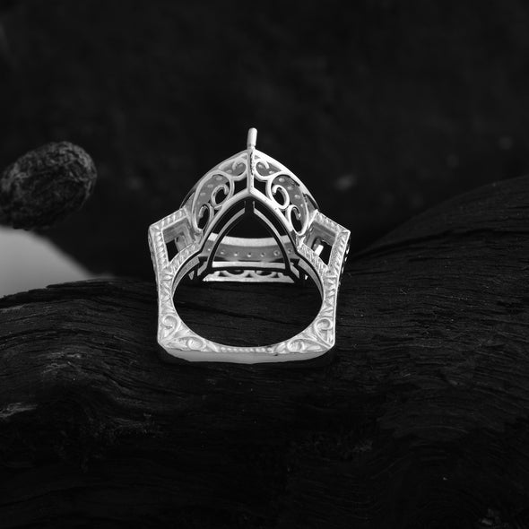 925 Sterling Silver Trillion Shape Semi Mount Ring