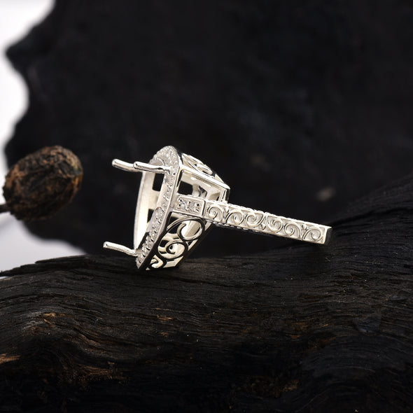 925 Sterling Silver Trillion Shape Semi Mount Ring