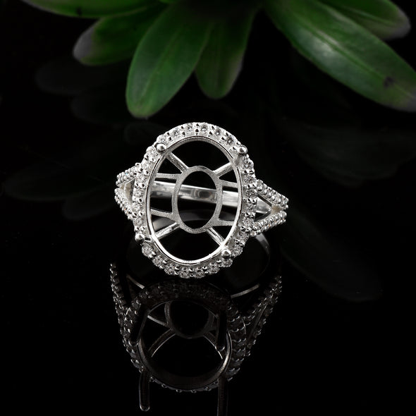 925 Sterling Silver Oval Shape Semi Mount Ring