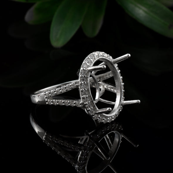 925 Sterling Silver Oval Shape Semi Mount Ring