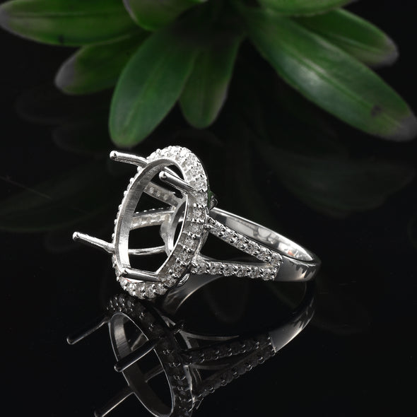 925 Sterling Silver Oval Shape Semi Mount Ring