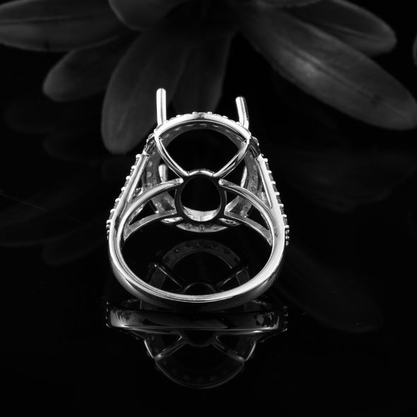 925 Sterling Silver Oval Shape Semi Mount Ring