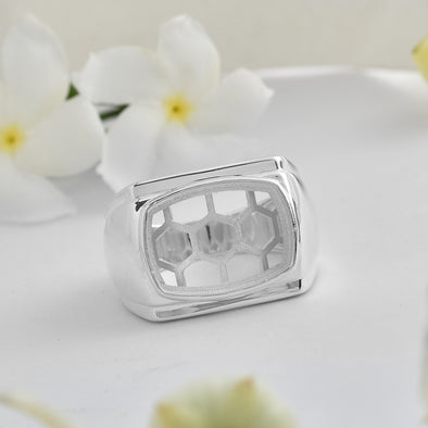 925 Sterling Silver Cushion Shape Semi Mount Ring