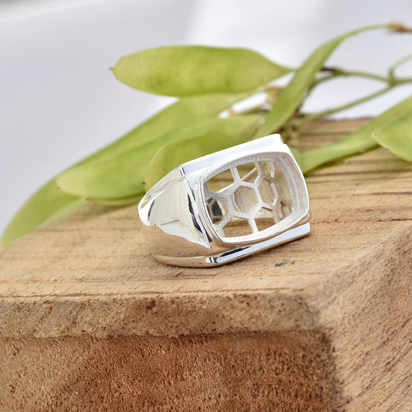 925 Sterling Silver Cushion Shape Semi Mount Ring