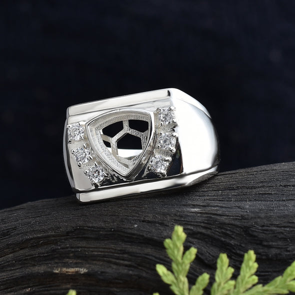 925 Sterling Silver Trillion Shape Semi Mount Ring