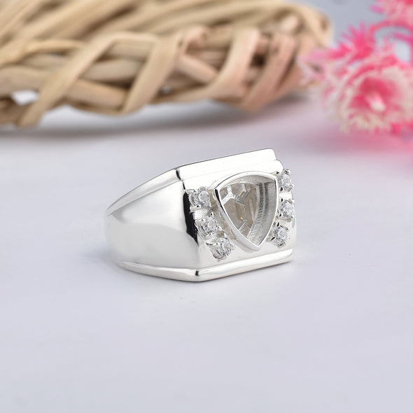 925 Sterling Silver Trillion Shape Semi Mount Ring