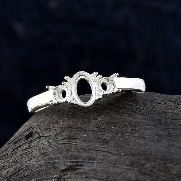 925 Sterling Silver Oval Shape Semi Mount Ring
