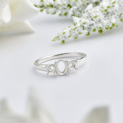 925 Sterling Silver Oval Shape Semi Mount Ring