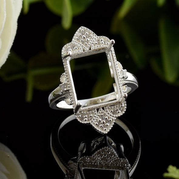 925 Sterling Silver Octagon Shape Semi Mount Ring