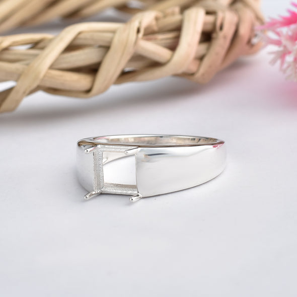 925 Sterling Silver Square Shape Semi Mount Ring