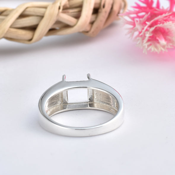 925 Sterling Silver Square Shape Semi Mount Ring