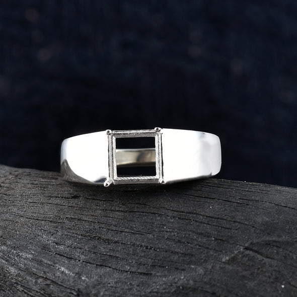 925 Sterling Silver Square Shape Semi Mount Ring