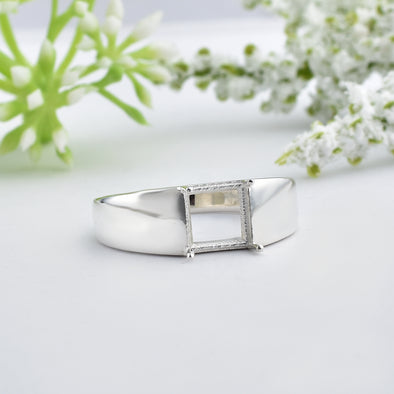 925 Sterling Silver Square Shape Semi Mount Ring
