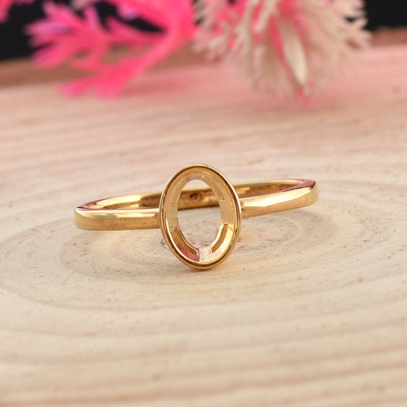 925 Sterling Silver Oval Shape Semi Mount Ring