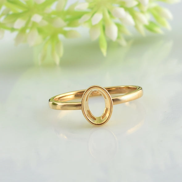 925 Sterling Silver Oval Shape Semi Mount Ring