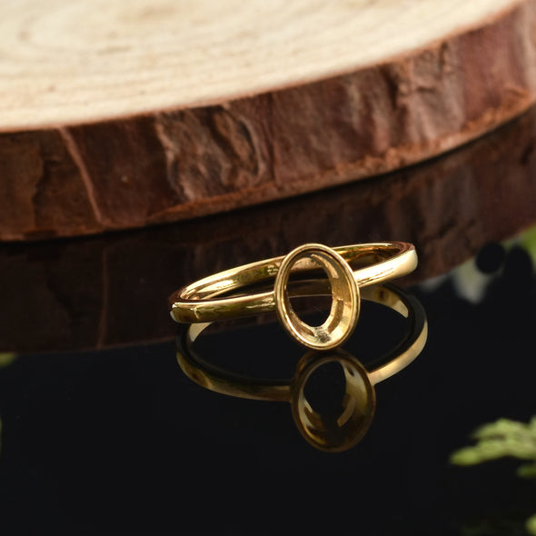 925 Sterling Silver Oval Shape Semi Mount Ring