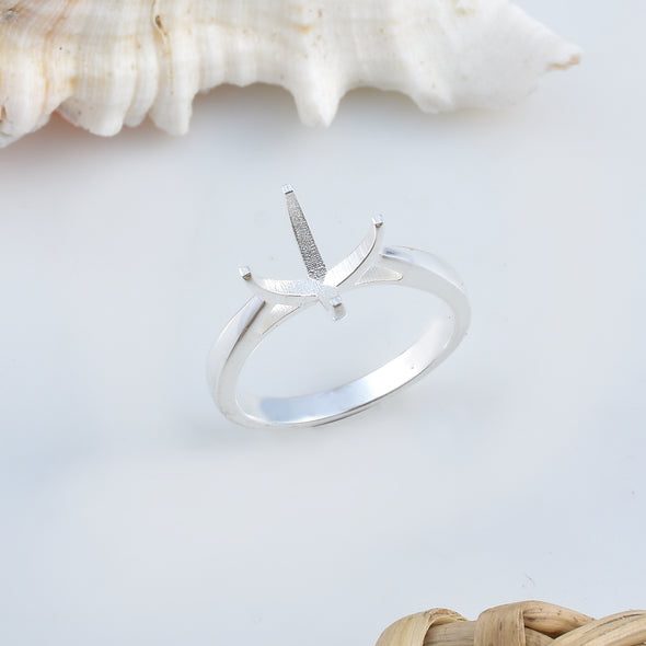 925 Sterling Silver Round Shape Semi Mount Ring