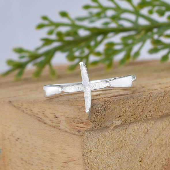 925 Sterling Silver Round Shape Semi Mount Ring