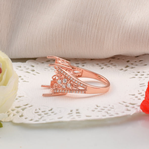 925 Sterling Silver Octagon Shape Semi Mount Ring