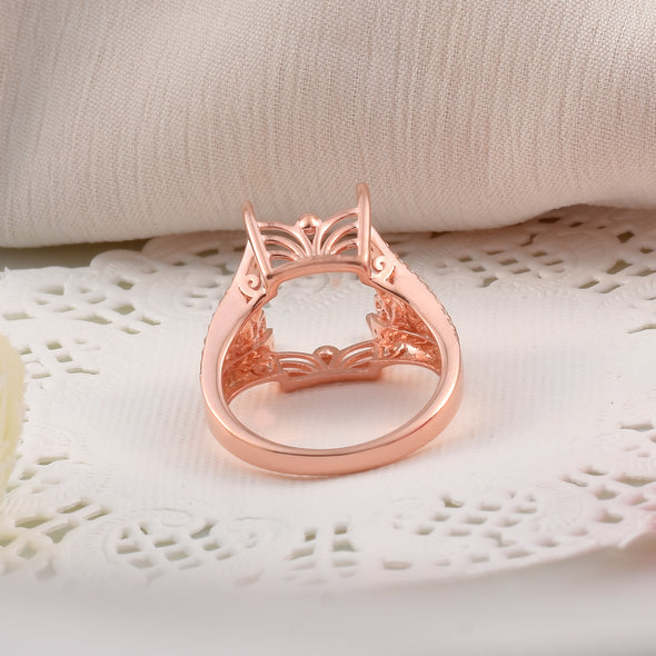 925 Sterling Silver Octagon Shape Semi Mount Ring