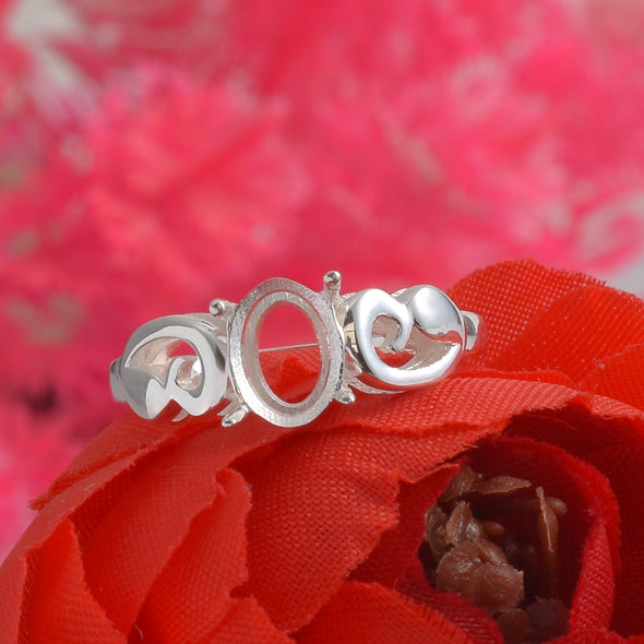 925 Sterling Silver Oval Shape Semi Mount Ring