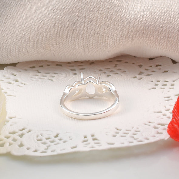 925 Sterling Silver Oval Shape Semi Mount Ring