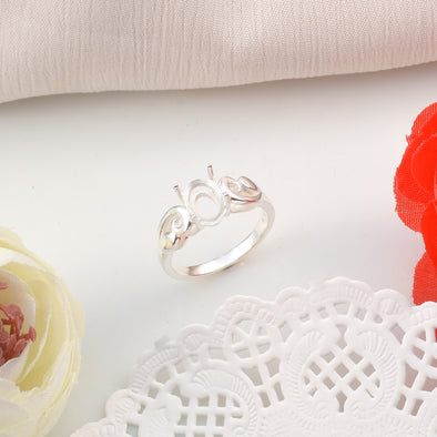 925 Sterling Silver Oval Shape Semi Mount Ring