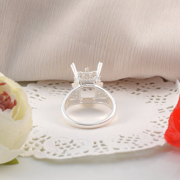 925 Sterling Silver Octagon Shape Semi Mount Ring