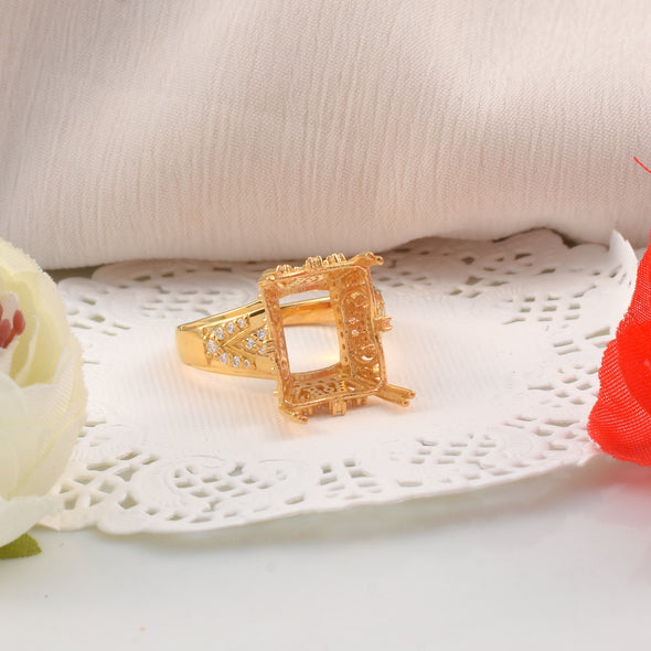 925 Sterling Silver Octagon Shape Semi Mount Ring