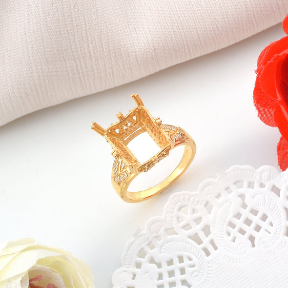 925 Sterling Silver Octagon Shape Semi Mount Ring