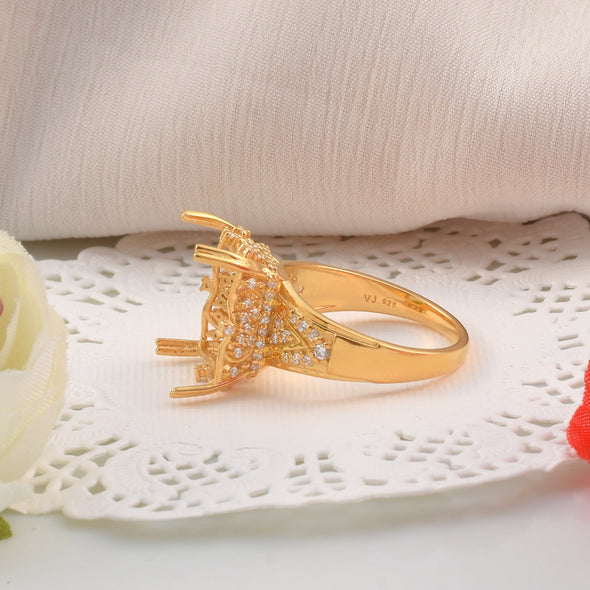 925 Sterling Silver Octagon Shape Semi Mount Ring