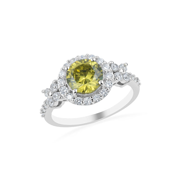 2.00 Ct Round Peridot Halo Ring 925 Sterling Silver
