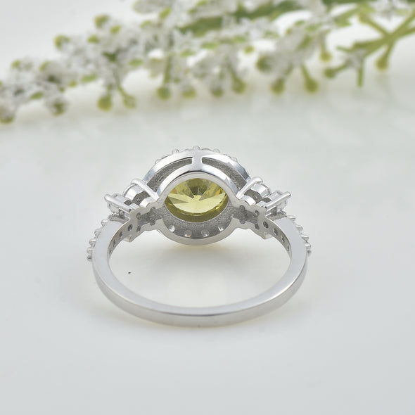 2.00 Ct Round Peridot Halo Ring 925 Sterling Silver