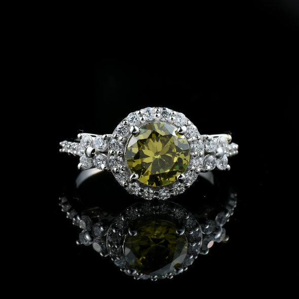 2.00 Ct Round Peridot Halo Ring 925 Sterling Silver