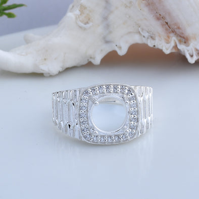 925 Sterling Silver Round Shape Semi Mount Ring