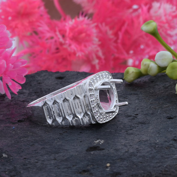 925 Sterling Silver Round Shape Semi Mount Ring