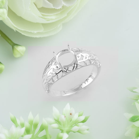925 Sterling Silver Round Shape Semi Mount Ring