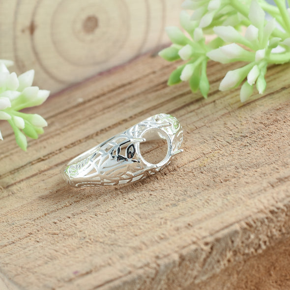 925 Sterling Silver Round Shape Semi Mount Ring
