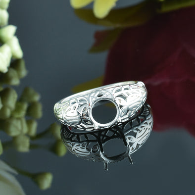925 Sterling Silver Round Shape Semi Mount Ring