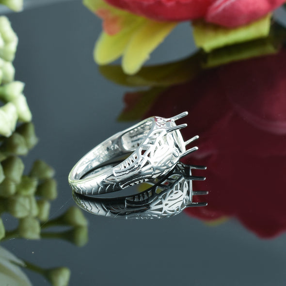 925 Sterling Silver Round Shape Semi Mount Ring