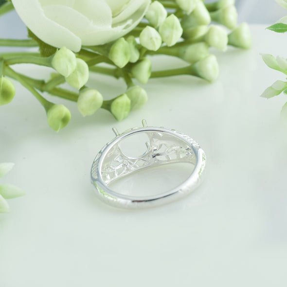 925 Sterling Silver Round Shape Semi Mount Ring