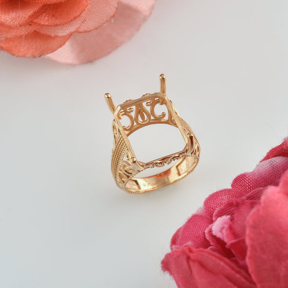 925 Sterling Silver Octagon Shape Semi Mount Ring