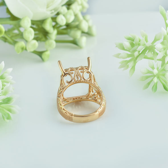 925 Sterling Silver Octagon Shape Semi Mount Ring