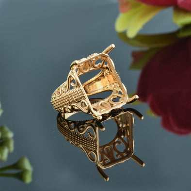 925 Sterling Silver Octagon Shape Semi Mount Ring