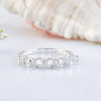 925 Sterling Silver Round Shape Semi Mount Ring