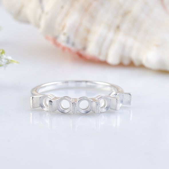 925 Sterling Silver Round Shape Semi Mount Ring